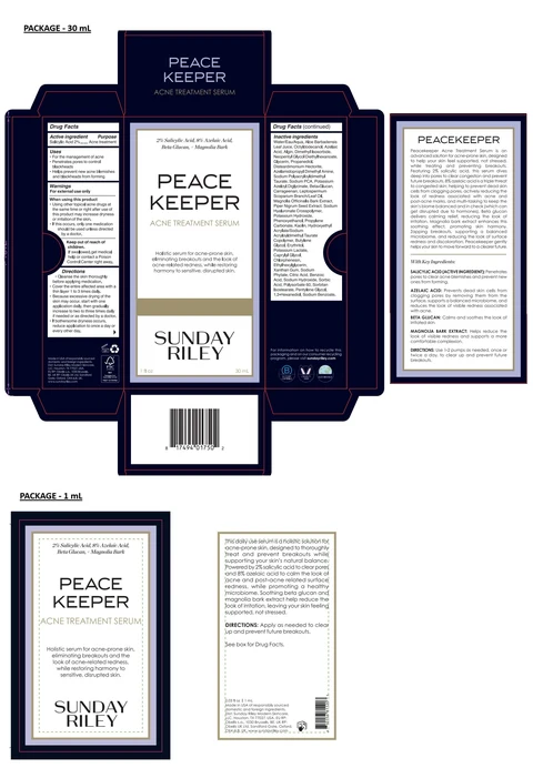 SUNDAY RILEY PEACEKEEPER ACNE TREATMENT SERUM 포장