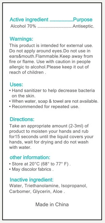 Hand Sanitizer packaging