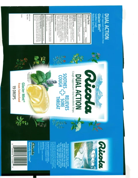 DUAL ACTION GLACIER MINT COUGH SUPPRESSANT ORAL ANESTHETIC 포장