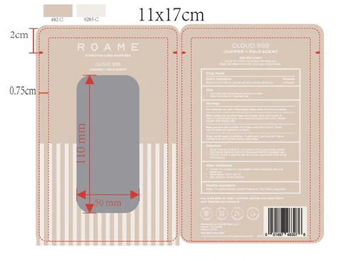 ROAME Moisturizing Hand Sanitizer Cloud 999 포장