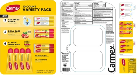 Carmex 10 count variety pack Lip Balm 포장
