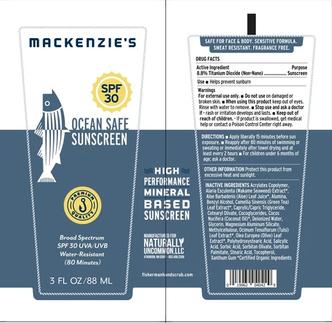 MACKENZIES OCEAN SAFE SUNSCREEN packaging