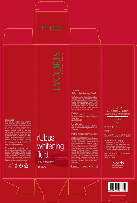 Lycoris RUBUS Whitening Fluid packaging