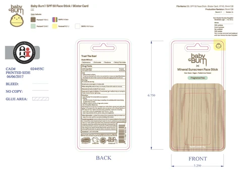 Baby Bum Mineral 50 Mineral Sunscreen Face Stick 포장
