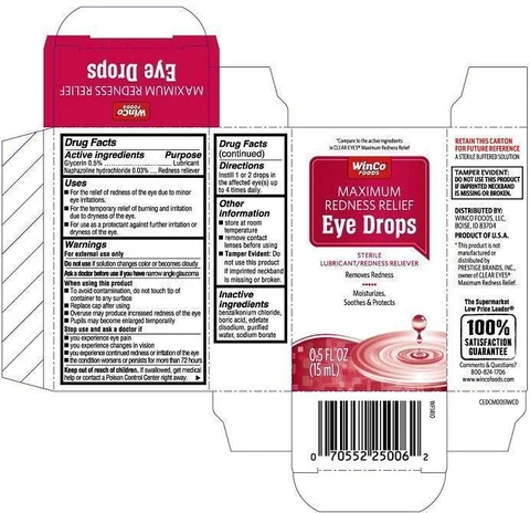 Winco Maximum Redness Relief Eye Drops packaging