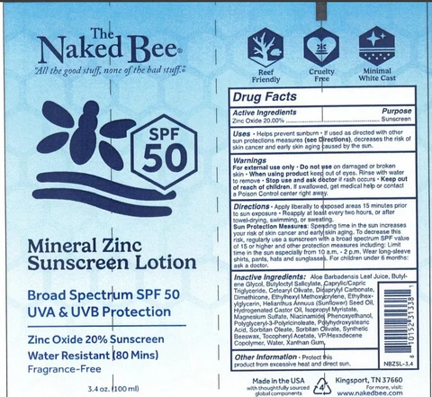 The Naked Bee SPF 50 Mineral Sunscreen packaging