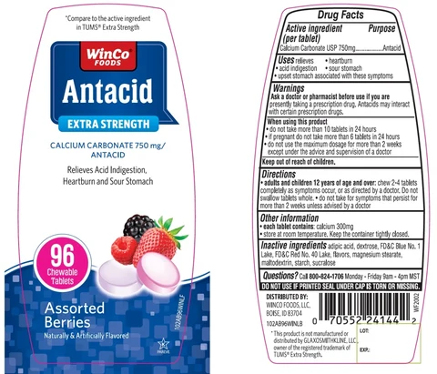 WinCo FOODS AntacidExtra Strength packaging