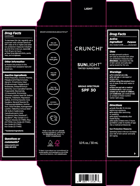 Crunchi Sunlight Tinted Sunscreen SPF 30 Light 포장