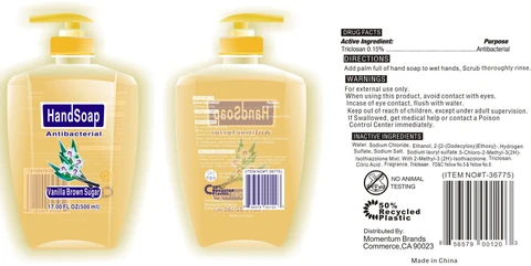 Antibacterial Hand -Vanilla Brown Sugar 포장