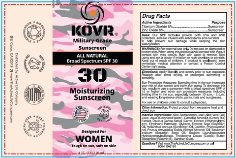 KOVR All-Natural SPF-30 Moisturizing Sunscreen for Women 포장