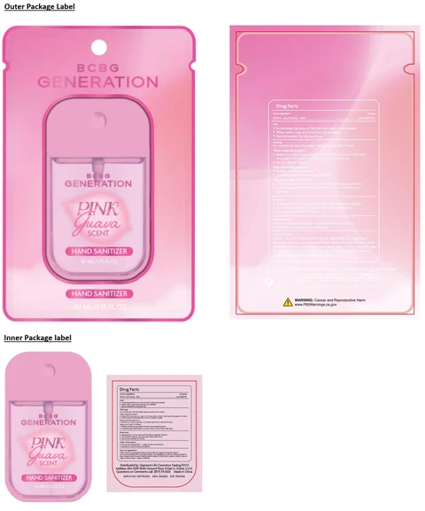 BCBG GENERATION HAND SANITIZER PINK Guava SCENT 포장