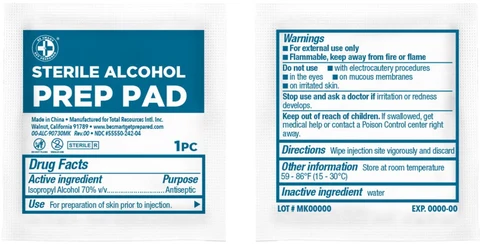 Be Smart Get Prepared Alcohol Prep Pad 포장