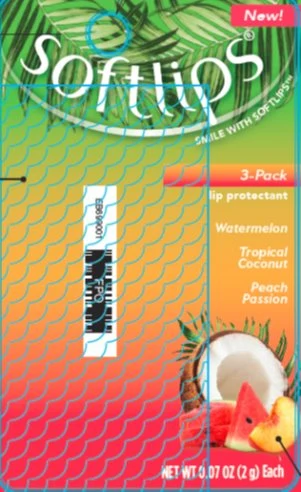 Softlips Watermelon, Tropical Coconut, Peach Passion 포장