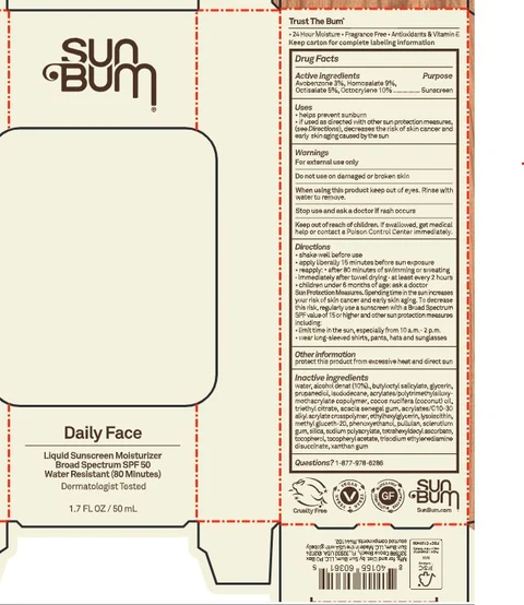 Sun Bum Daily Face Liquid Sunscreen Moisturizer Broad Spectrum SPF 50 포장