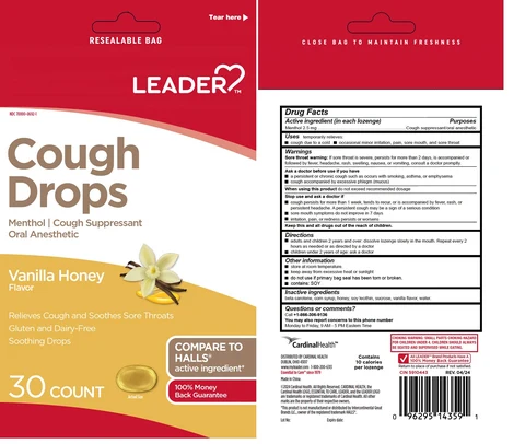 Leader Cough Drops Vanilla Honey packaging