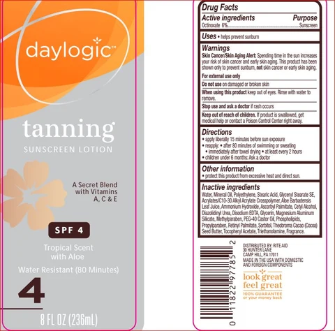 Tanning Sunscreen SPF 4Daylogic packaging