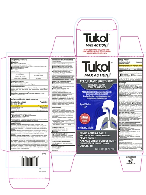 Tukol MAX ACTION Cold, Sore Throat and Cough 포장