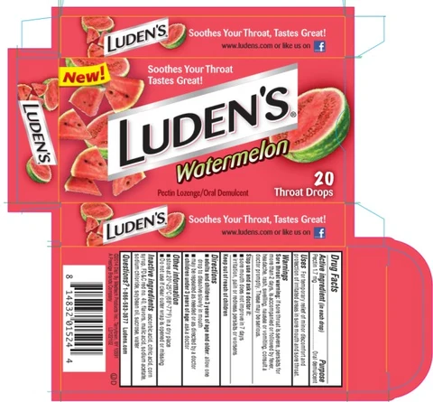 Luden’s Pectin Lozenge/Oral Demulcent Watermelon 20 Throat Drops