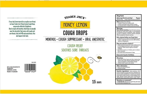 Honey Lemon Cough Drops 포장