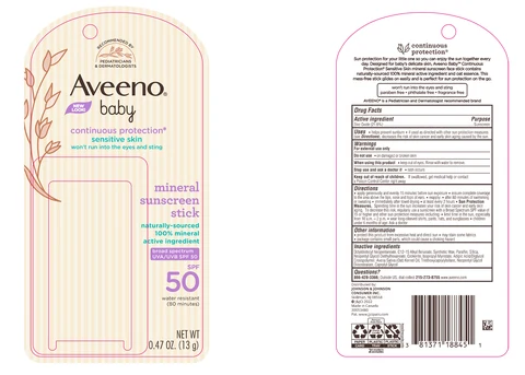 Aveeno Baby Continuous Protection Sensitive Skin Mineral Sunscreen Broad Spectrum SPF 50 포장