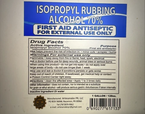 ISOPROPYL RUBBING ALCOHOL 70% packaging
