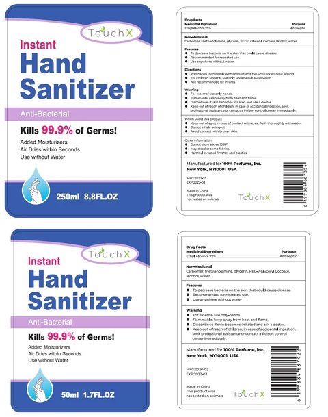 TOUCHX INSTANT HAND SANITIZER 포장