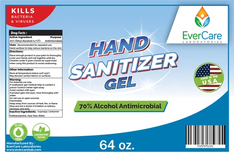 64oz Hand Sanitizer Gel EverCare Labs 포장