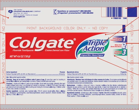 Colgate Triple Action Original Mint Fluoride 포장
