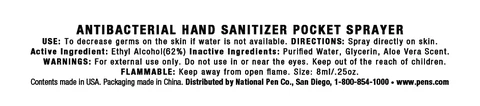 Antibacterial Hand Sanitizer Pocket Sprayer 포장