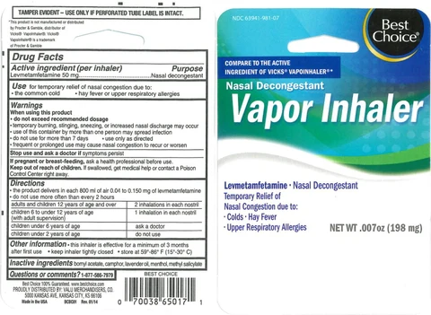 Vapor Inhaler levmetamfetamine nasal decongestant, Best Choice 포장