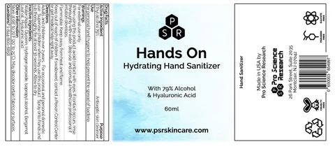Hands on Hydrating Hand Sanitizer packaging