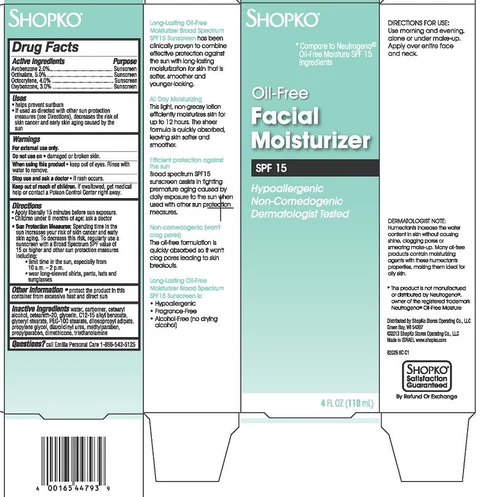 Shopko Long Lasting Oil Free Moisturizer Broad Spectrum SPF15 포장