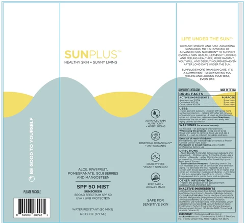 SunPlus Healthy Skin Sunny Living SPF 50 Mist Sunscreen 포장