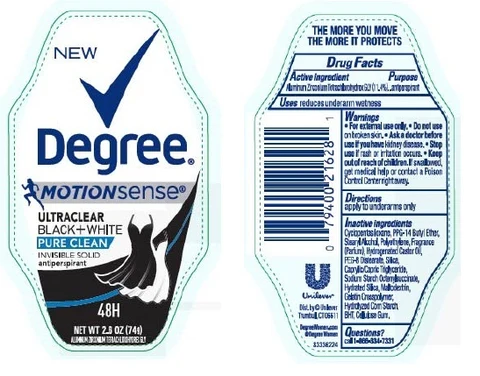 DegreeMotionsense UltraClear Black and White Pure Clean Invisible Solid 48H Antiperspirant 포장