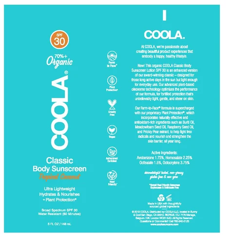 COOLA Classic Body Sunscreen Tropical CoconutSPF 30 packaging