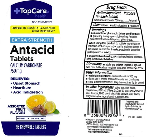 Topcare Extra Strength Antacid Assorted FruitExtra Strength Antacid Assorted Fruit packaging