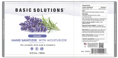 Basic Solutions Hand sanitizer with moisturizer 16.9 oz lavender 포장