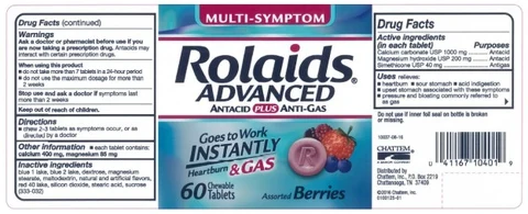 Rolaids Advanced Antacid Anti-gas Mixed Berry packaging
