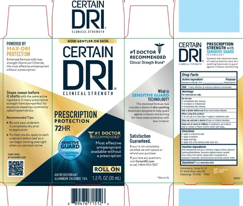 Certain Dri Clinical Strength Prescription Protection Rollon 포장