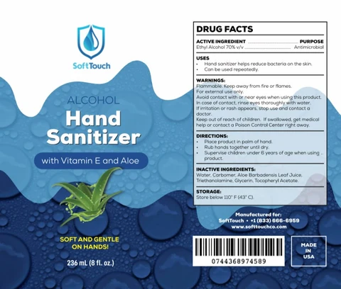 SOFTTOUCH ALCOHOL HAND SANITIZER WITH VITAMIN E AND ALOE70 PERCENT 포장