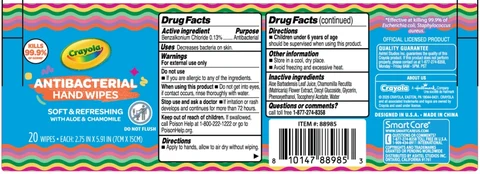 Crayola ANTIBACTERIAL HAND WIPES 포장