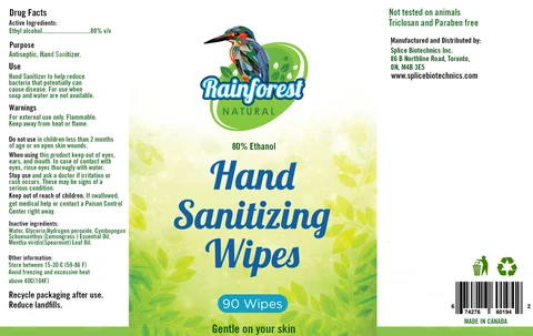 Rainforest Natural Hand Sanitizer Wipes 포장