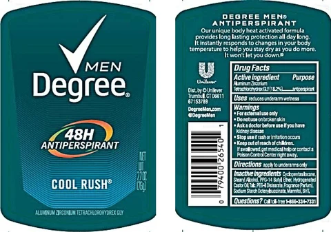 DegreeMen Cool Rush 48H Antiperspirant 포장