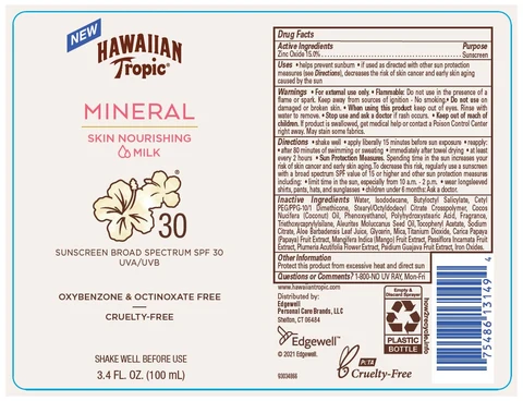 Hawaiian Tropic Mineral Skin Nourishing Milk Sunscreen Broad Spectrum SPF 30 packaging