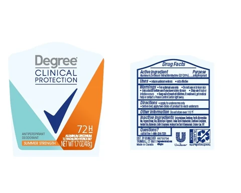 DegreeClinical Protection Motion Sense Summer Strength Antiperspirant and Deodorant 포장