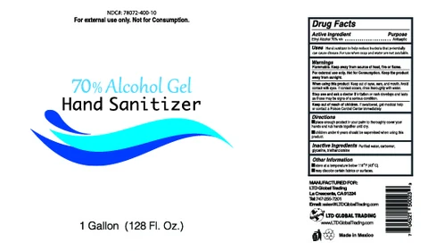 LTD Global Trading 70% Alcohol Hand Sanitizer packaging