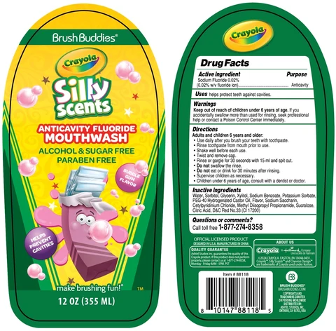 Brush Buddies Crayola ANTICAVITY FLUORIDE - BUBBLE GUM FLAVOR packaging