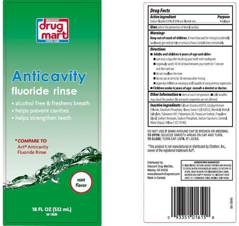 DISCOUNT DRUG MARTANTICAVITY FLUORIDE RINSE MINT FLAVOR 포장