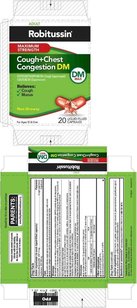 Robitussin Maximum Strength Cough Plus Chest Congestion DM packaging