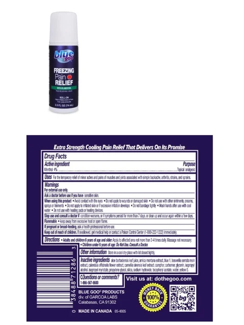 blue goo FREEZING PAIN RELIEFTopical Analgesic 포장